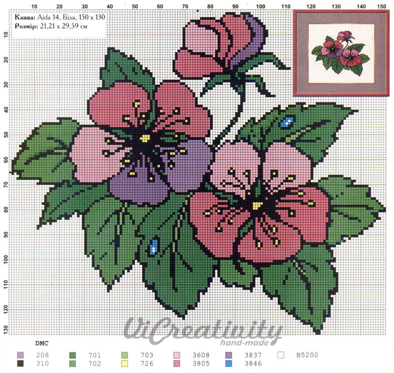 Схема для вышивки «Цветы» vicreativity