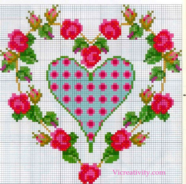 сердечки схема вышивки крестом vicreativity - 5