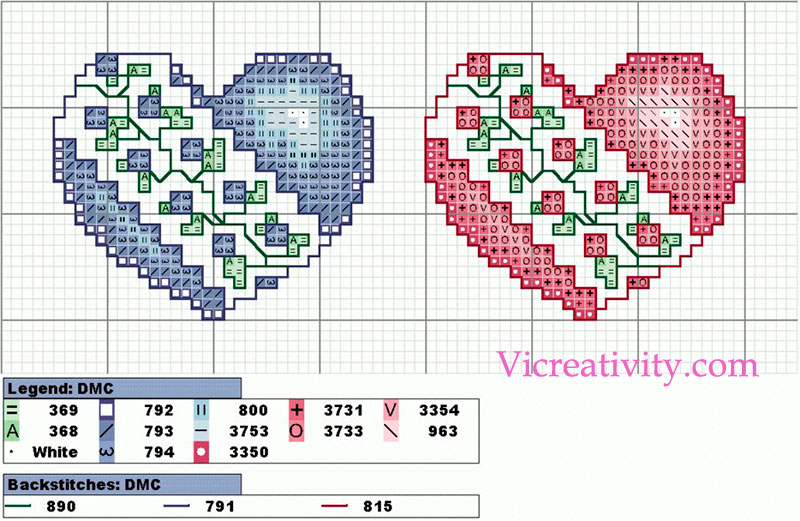 сердечки схема вышивки крестом vicreativity - 2