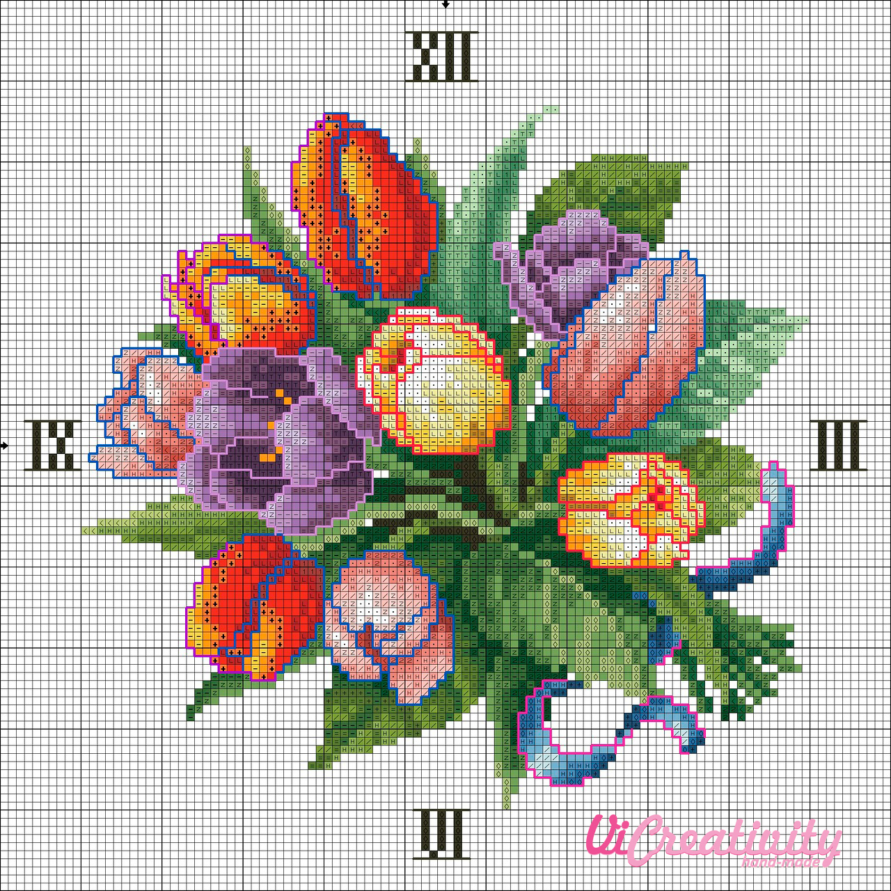 Часы с цветами (подборка бесплатных схем) vicreativity - 6