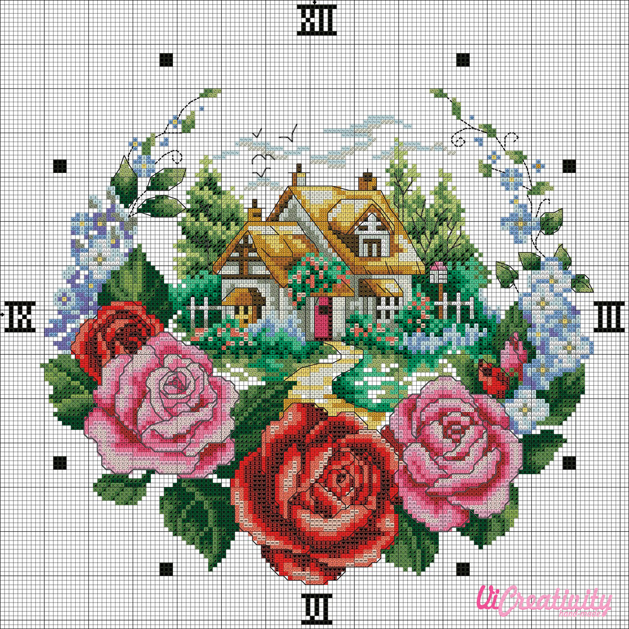 Часы с цветами (подборка бесплатных схем) vicreativity - 9