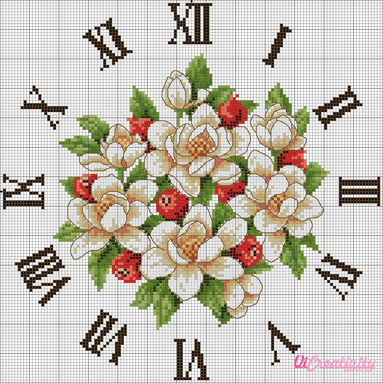 Часы с цветами (подборка бесплатных схем) vicreativity - 1