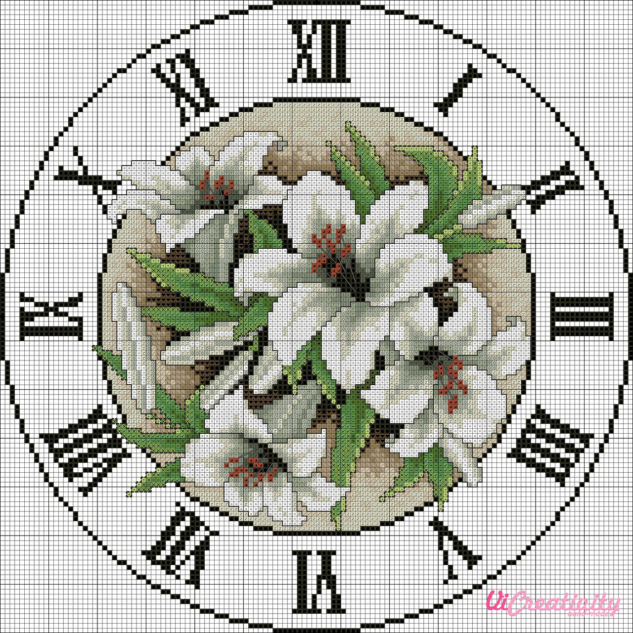 Часы с цветами (подборка бесплатных схем) vicreativity - 2