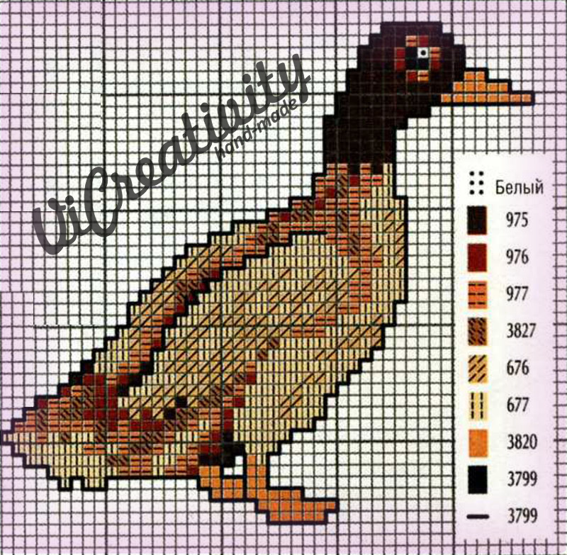 Схемы вышивки птицы, гусь, утка vicreativity 3