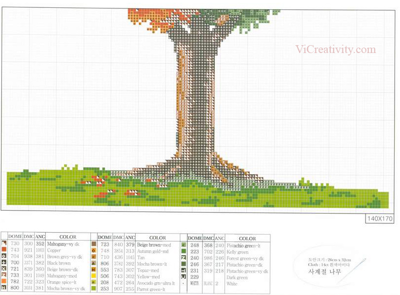 Дерево «времена года» схема для вышивки крестиком vicreativity 2